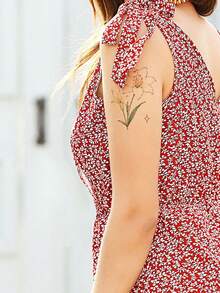 30pcs/Pack Colorful Floral Temporary Tattoo Stickers, Tulip, Rose, Sunflower And Patterns, Waterproof Tattoo Stickers For Women, Arm And Body Tattoo Art - Multicolor - View 5