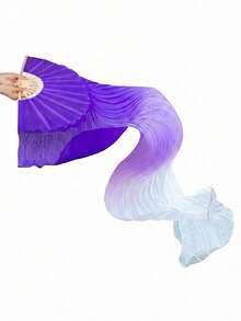 2/1pc Extra Long Flowing Silk Fan, Three-Color Gradient Design. This Double-Sided Silk Fan Is Perfect For Dance Performances, Holiday Parties, Sports Props, And Can Also Be Used As A Traditional Chinese Fan For Dance Activities. An Excellent Mother's Day Gift. - Multiple Styles - View 50