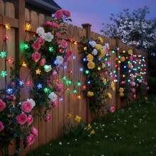 Luces de Hada de Flor de Cerezo Multicolor Alimentadas por Energía Solar, 20/50/100 piezas Luces de Cadena de Flores LED, 8 Modos de Parpadeo Ajustables, Decoración Impermeable para Interior/Exterior Patio Jardín, Regalo Perfecto para Boda Día de San Valentín Día de la Madre Navidad - Luces coloridas de flores de cerezo - Ver 6