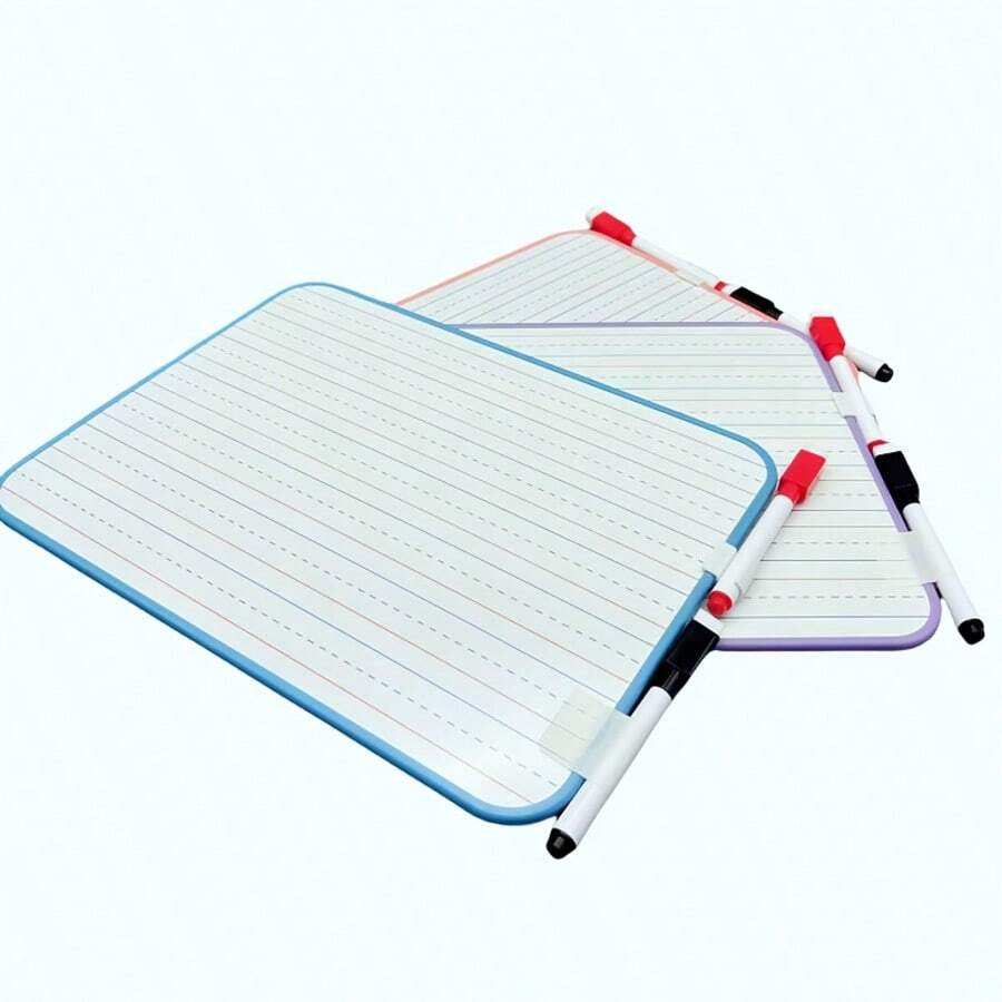 1pc White Board, One Side With 4 Lines And 3 Slots, Other Side Is Whiteboard/Message Board, Smooth Writing, Dry Erase, Reusable (1pc Board Only, 3pcs/Set, 1 Board + 1 Pen + 1 Clip)