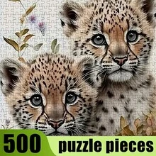 500pcs Adult Mini Jigsaw Puzzle Boxed - This Precision-Cut Puzzle Features A Cute Leopard Cub Theme, Challenging Difficulty Level, Scratch-Resistant Material. Suitable For Adult Leisure, Family Interaction, DIY Home Decor, And Art Collection. Great Gift For Halloween And Christmas, Exercises The Brain, Enjoy The Fun Of Focus In Puzzle Solving, And Start An Immersive Intellectual Experience. - Multicolor - View 1