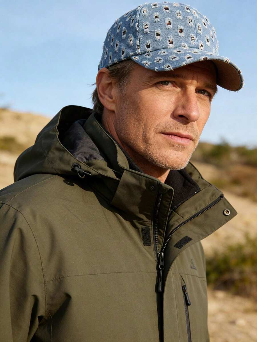 1pc Distressed Ripped Baseball Cap, Windproof, Sun Protection, UV Protection, 3D Structured, Foldable, Fashion Versatile, Elegant Style, Soft & Comfortable, Breathable, Multi-Functional, Brightening Skin Tone, Face-Slimming, Suitable For Beach, Outing, Hiking, Cycling, Travel, Commuting, Outdoor, Street, Dating, Trekking And Various Occasions - A - View 1