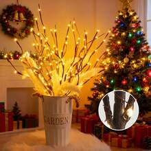 2pcs Simulated Branch Shaped LED Lights, Battery Powered, Artificial Small Branch Decorative Lights For Vase, Cold Color Decorative Lights, Room Bedside Lamp, Romantic Home Decor - Twig Lights - 查看 5