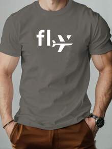 Men's Airplane Pattern Summer Casual Crew Neck Short Sleeve T-Shirt - 白色 - 查看 7