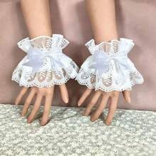 手袖腕飾甜美荷葉邊蕾絲多色蝴蝶結女僕 Cosplay 腕帶，適用婚禮派對 - 彩色 - 查看 12