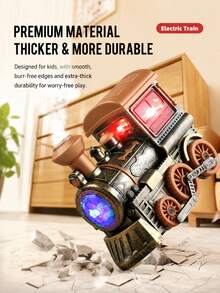 Juguete educativo de motor de tren estilo vintage con luz, música, humo y rociador omnidireccional eléctrico, adecuado para niños - Multicolor - Ver 12