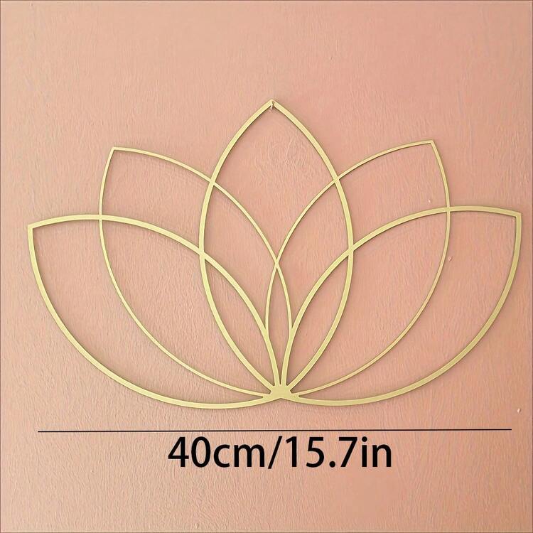 2D平面時尚金色蓮花牆飾，金屬表面裝飾，適用於現代客廳、臥室與居家裝飾，房間佈置完美選擇 - 均碼 - 查看 11