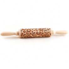 1pc 13.7-Inch Spring Leaves & Flowers Patterned Wooden Rolling Pin For Wedding Season And Mother's Day Gift - Leaves - View 11