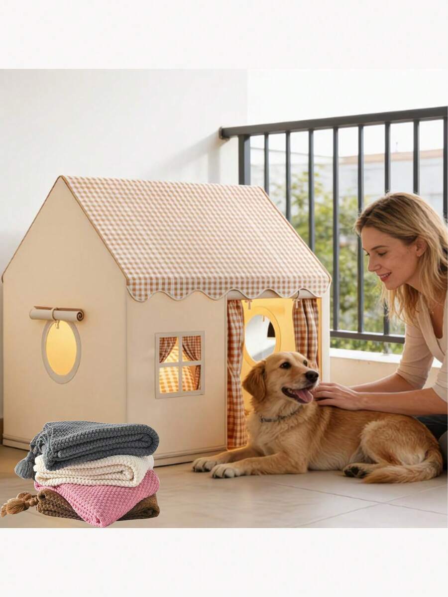 Detachable Reinforced Fabric Pet Dog/Cat Bed, Suitable For Small/Medium/Large Pet Sofa And Cage, Semi-Enclosed Pet Nest, Removable And Washable, Easy To Clean, Indoor And Outdoor Use, All Season Dog Bed - one-size - View 1