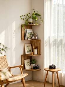 1pc Wall Mount Corner Shelf Multi-Tier Floating Storage Rack For Indoor Corners. It Can Be Used As Display Bracket, Plant Stand And Small Item Organizer. Suitable For Bedroom, Living Room, Balcony, Bay Window And Entryway. - Multicolor - View 3