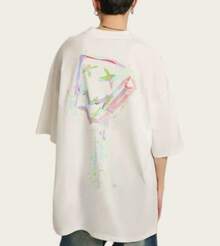 2026 Men's Loose-Fit T-Shirt With Splash Pattern, Crew Neck, Short Sleeve, Streetwear, Summer T-Shirt - 白色 - 查看 3