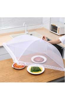 1pc Foldable Food Cover, Dust-Proof And Fly-Proof Tabletop Food Cover, Rectangular Mosquito-Proof Kitchen Cover For Vegetables - White - View 16
