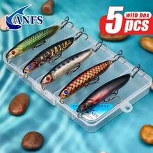 ANFS 5pcs Fishing Lures With Lure Box, Sinking Minnow Fishing Lures, Suitable For Freshwater And Saltwater - Multicolor - View 4