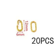 20 pezzi Anelli aperti intrecciati placcati in oro in acciaio inossidabile, connettori a forma di cuore, tondi e rettangolari per braccialetti, collane e creazione di gioielli fai-da-te - Anello aperto - Visualizzare 12