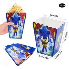 Caja de regalo de palomitas de maíz Sonic azul, caja de regalo para fiesta temática, caja de regalo de dulces y galletas, bolsa de recuerdos de fiesta, caja de regalo de fiesta, adecuada para decoración de fiesta de cumpleaños, caja de dulces y palomitas de maíz para fiesta - caja de palomitas de maíz - Ver 13