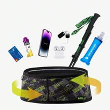 MAP BROTHER W1001 Elastic Woven Sports Waist Bag Race Number Belt for Running Triathlon Marathon Cycling Mountaineering - Bolso negro en forma de L - Ver 7