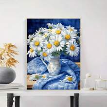 1pc [30*40cm/11.8*15.7in]5D Acrylic Diamond Painting Kit, Chrysanthemum Pattern, Suitable For Adult Beginners DIY Mosaic Diamond Art, Full Drill Handmade Self-Design DIY Diamond Painting Suitable For Living Room, Bedroom, Office Wall Decoration Hanging Painting, Surprise Home Decor Gift For Family And Friends, Unframed - No Frame - View 3