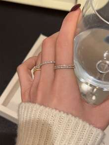 1件精緻可疊戴銅製仿珍珠戒指，極簡優雅女款日常珠寶，適合婚禮、約會、派對、生日聖誕禮物 - A - 查看 6