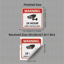 [ملصق فينيل برمز الكاميرا] ملصق تحذير مراقبة الفيديو على مدار 24 ساعة 1 قطعة - فينيل مقاوم للماء والأشعة فوق البنفسجية مع أيقونة الكاميرا للنافذة والسيارة وغطاء صندوق الدراجة النارية، حماية من الخدش، نص شفاف متباين، أمن المنزل، لافتة المراقبة - ملصق تحذير المراقبة - مشاهدة 6