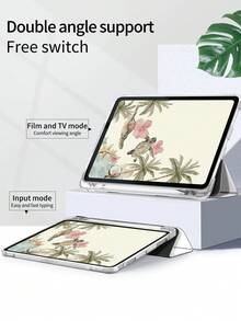 1pc Cute Coconut Tree Turtle Flower Pattern Painted Silicone Anti-Drop Tablet Protective Case With Pen Slot, Supports Sleep/Wake, Compatible With Xiaomi, - Multicolor - View 6