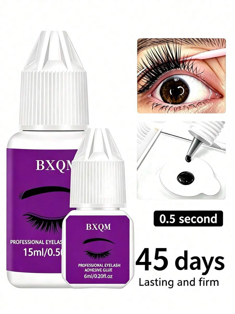 1 Stück/2 Stücke professioneller Wimpernverlängerungskleber, 6ml/15ml, starker Halt, trocknet in 0,5-1s, 6-7 Wochen Haltbarkeit, langanhaltend, hypoallergen, für DIY Cluster Wimpern, Heimgebrauch, Cluster Wimpernkleber, Schwarz, für empfindliche Haut, schnell trocknend, für einzelne Wimpern - Übersicht 1