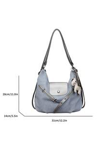 Multifunctional Tote Bag For Women, New Style With Pony Charm, Fashionable Versatile High-End Large Capacity Commuter Backpack, Shoulder Bag, Handbag, 3-In-1 Bag - Baby Blue - View 12
