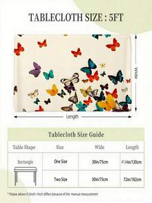1pc Fashionable American Butterfly Print Outdoor Tablecloth, Polyester Waterproof Tablecloth, Suitable For Restaurant Cafe Outdoor Picnic Gathering Outing Tabletop Decoration Table Cover, Spring Summer Outdoor Garden Table Dust Cover - A - View 4