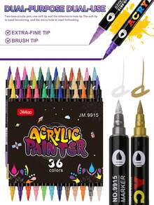 24-240 Colors Dual Tip Acrylic Marker Set, Durable And Fade-Resistant, Ideal For Artists Painting, Illustration, Craft Arts, Back To School Coloring Books And Other DIY Projects. Suitable For Paper, Fabric, Wood, Stone, Plastic, Glass, Ceramic, Pumpkin And Other Materials. Suitable For Students And Adults, Also An Ideal Gift For Thanksgiving, Halloween, Christmas. - Double-ended acrylic pen - View 10
