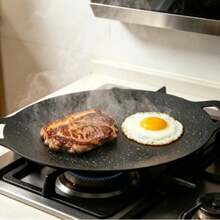 Round Cast Iron Baking Pan, Portable Outdoor Camping Grill, Electromagnetic, Korean Style, Non-Stick, Fast Heat Conduction,Easy To Clean. - A - View 2