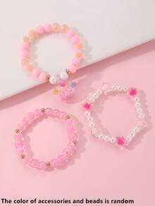 3pcs/Set Girls Colorful Beads Beaded Star Pendant Bracelet Set Combination Suitable For Daily Decoration - Multicolor - View 2