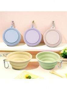 2pcs 350ml Collapsible Pet Bowls, Suitable For Travel, Camping, Pet Walking, Foldable Design, Universal For Cats And Dogs, With Clip, Can Also Be Used As Water Cup Or Camping Bowl, Suitable For Dog Walking And Various Outdoor Activities, All Season - Multicolor - View 8