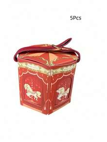 5/10pcs Vintage Carousel Shaped Candy Boxes, 3 Colors Available, Exquisite Handheld Design With Premium Texture, Adds Dreamy Romantic Atmosphere To Weddings - Candy Boxes - View 14