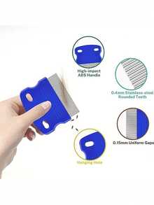 Set de 4 piezas de peines densos azul y rosa | Set de peines antipulgas autolimpiantes - Herramienta de plástico duradero para eliminar piojos, limpieza densa, apto para todo tipo de cabello, kit de herramientas de peinado - Multicolor - Ver 3