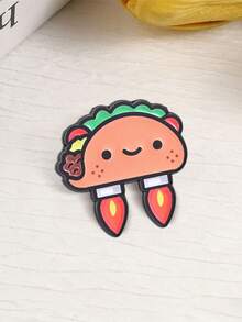 Rocket Flying Taco Enamel Pin, Cute Cartoon Mexican Food Brooch - Multicolor - View 8