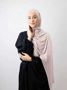1 Stück Jersey-Hijab zum Binden, weich, atmungsaktiv und pillingfrei – bequemer muslimischer Kopftuch für den Alltag, für alle Jahreszeiten - hellbeige - Übersicht 2