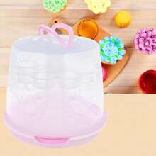 24 Cupcake Carrier - Portable 3-Tier Transporter Box For Cakes And Cupcakes, Vibrant Pink With Strong Sealing Buckle And Retractable Handles - Pink - View 1