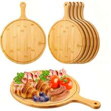 5Pcs 15*11 Inch Wooden Pizza Boards With Handles, Pizza Peel Serving Boards, Wood Cutting Board For Charcuterie, Cheese, Bread And Fruit, Multi-Purpose Kitchen Baking Tray, Housewarming & Holiday Gift - View 1