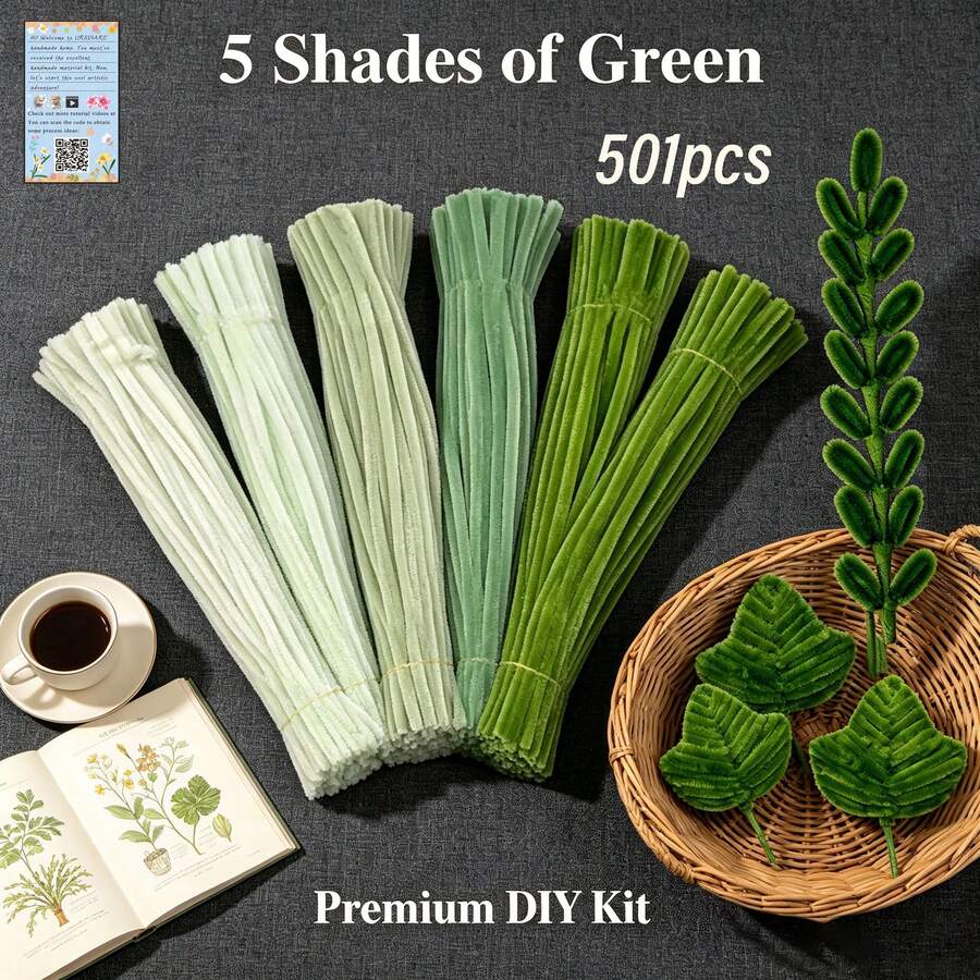 151件聖派翠克節馬卡龍綠色管狀清潔劑套裝，適用於植物手工藝與三葉草裝飾 – 聖派翠克節DIY用品，含柔軟雪尼爾桿、閃亮金屬管狀清潔劑大包裝，適用於聖派翠克節、情人節、手工聖誕DIY手工藝