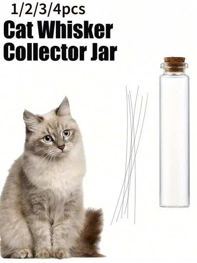 1/2/3/4pcs Container For Pet Fur And Beard,Cat Whisker Jar, Keepsake And Collection, Cat Fur Collection Jar, Glass Lucky Drift Bottle,Mini Glass Vase- Elegant Commemorative Gift, Suitable For All Seasons