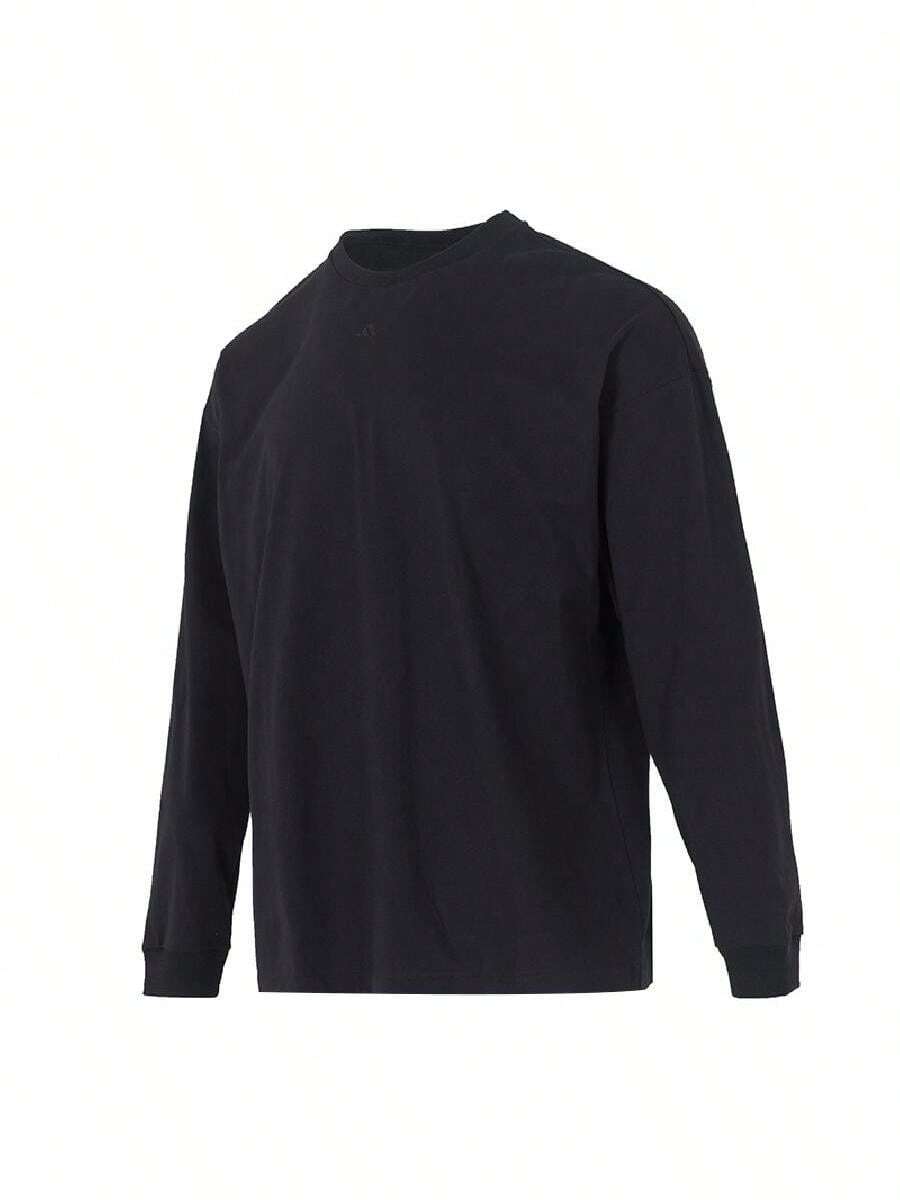 Adidas Unisex Men's And Women's ADI BB LS TEE Loose Minimalist Comfortable Breathable Casual Long Sleeve T-Shirt For Commuting, Running, Travel And Sports JX5580, Recommend Sizing Down 2 Sizes - Black - View 1