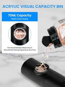 2pcs Electric Grinder Set (Includes Base + Brush), Separate Grinding For Pepper And Sea Salt, Battery Operated One-Touch Operation Portable, Ceramic Grinding Core More Durable, Suitable For Picnic, Kitchen, RV, Travel, Best Companion For Steak - 黑色 - 查看 6