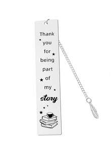 Stainless Steel Bookmark, "Thank You For Being Part Of My Story" Engraved Metal Bookmark With Book Charm Chain, Teacher Appreciation Gift - Multicolor - View 12