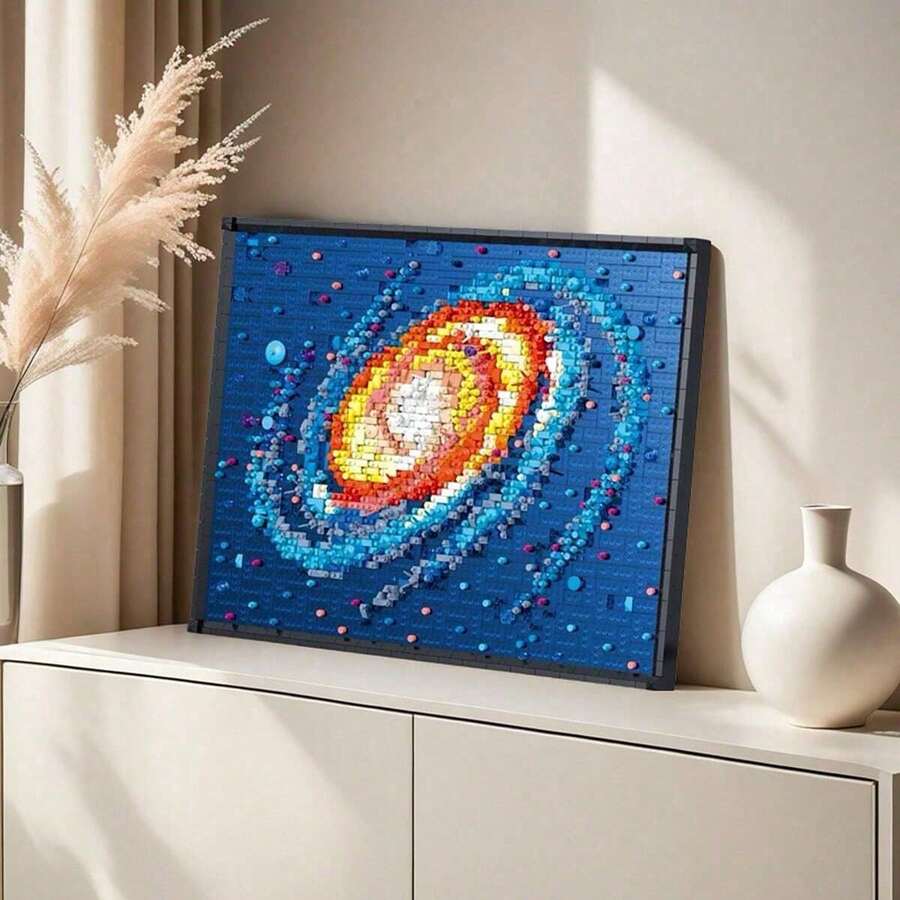 Pixel Art Painting Building Blocks Set, Galaxy MOC Assembly Model Kit, Pixel Sunflower Painting Frame Building Blocks Set, World Famous Paintings Series Building Blocks Set, Creative DIY Home Office Wall Decor, Mini Building Blocks Collectible Toy