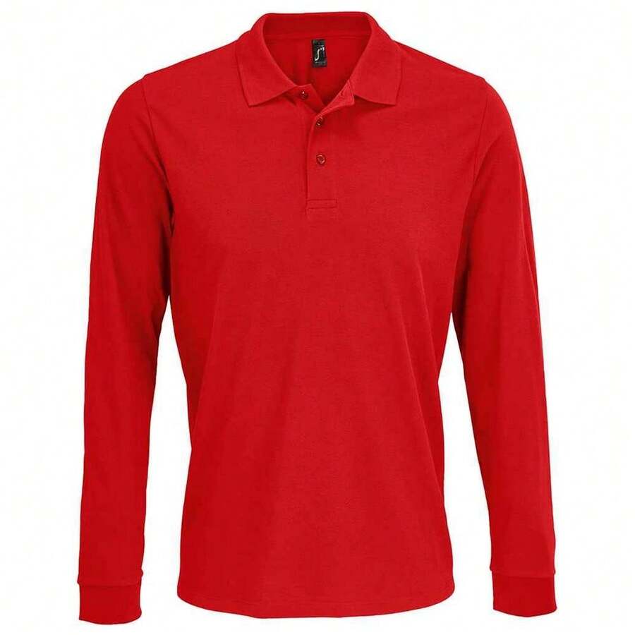SOLS Unisex Adult Prime Pique Long-Sleeved Polo Shirt - Red - View 1