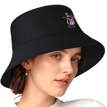 Labor Day Bucket Hat - American Flag & Hammer Graphic - Black With Red/Blue Accents - Non-Stretch Fabric - Machine Washable - For Construction, Manufa - 黑色 - 查看 9