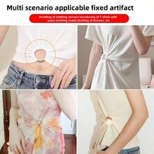 1/2/4pcs Short Sleeve Waist Cinching Artifact T-Shirt Hem Shortening Round Ring Knot Buckle Metal Invisible Fixing Buckle - Multicolor - View 6