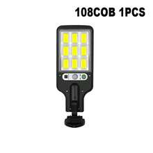 1pc ABS Plastic 108COB Solar Powered Street Light With Remote Control, Adjustable Mounting Bracket Solar Wall Lamp For Outdoor Garden Yard Patio Driveway Street Parking Lot Security Lighting Use - 黑色 - 查看 7