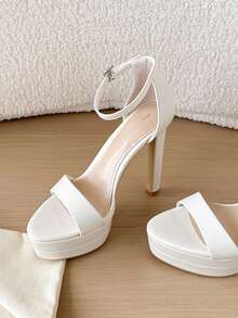 Women's New Round Toe High Heel Sandals, Versatile Fashion Party Date Sandals, Sexy Daily Commute Wedding Banquet High Heel Platform Sandals - Beige - View 11