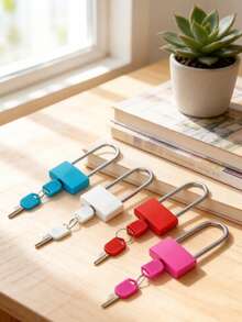 Metal Mini Lock, Mini Combination Lock With 2 Keys, No Assembly Required, Waterproof, Luggage Lock With Keys, Small Locker Lock, Luggage Lock Metal Key Padlock, For Luggage, Pencil Case, Backpack, Travel Accessories, School Gym Locker, Sports Locker, Fence, Toolbox, Graduation, Back To School, Teacher's Day Gift - Multicolor - View 7