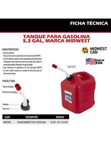 MIDWEST MW2003 Tanque para Gasolina 5 Galones - Rojo - Ver 7